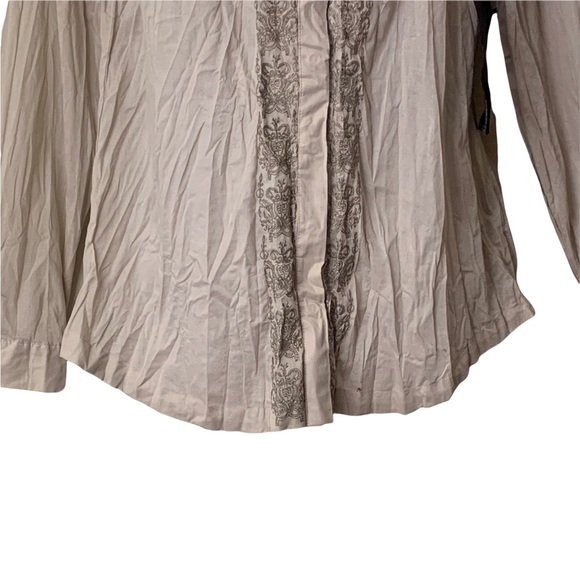 LoveStitch Shirt Button Up Embroidered Long Sleeve Wrinkled Effect - Picture 5 of 11